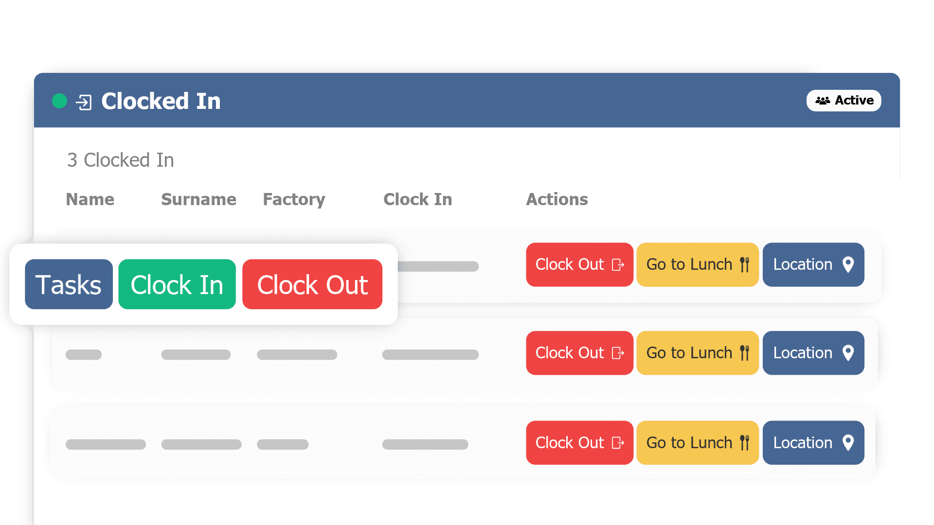 Time Tracking interface